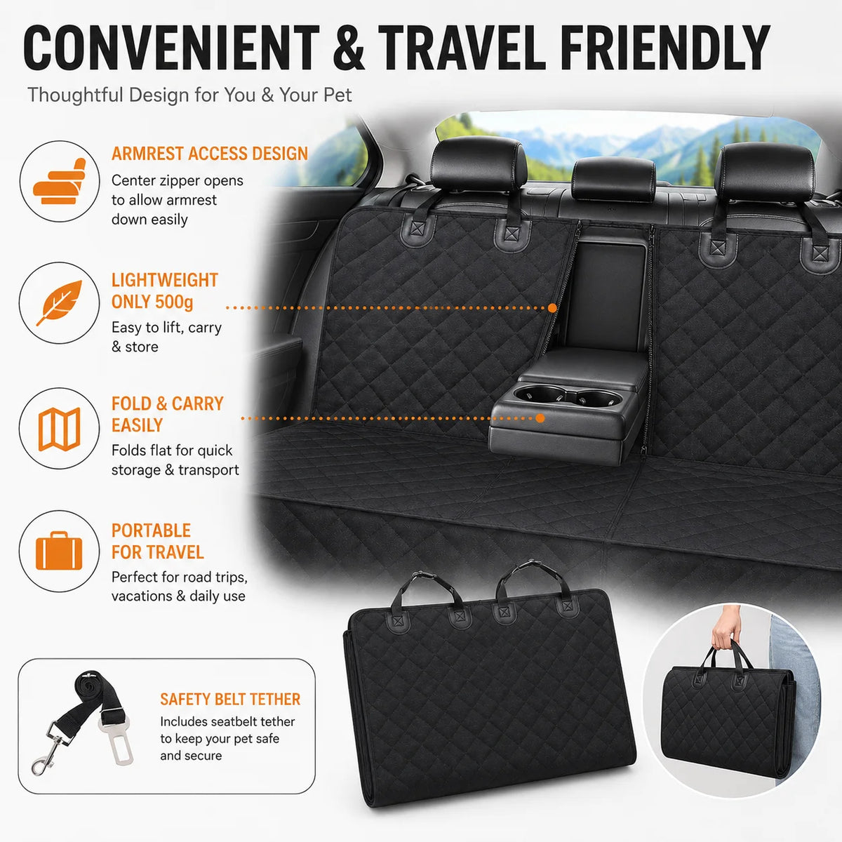 Waterproof Dog Car Seat Cover & Travel Protector