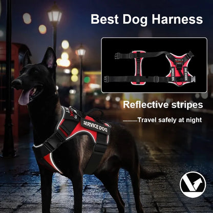 Reflective No-Pull Dog Harness with Leash & Custom ID Tag