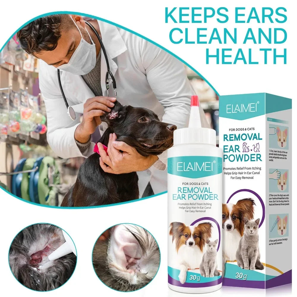 Pet Ear Hair Removal Powder for Dogs & Cats